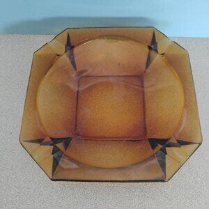 Viking Glass Vintage Amber Ashtray MCM